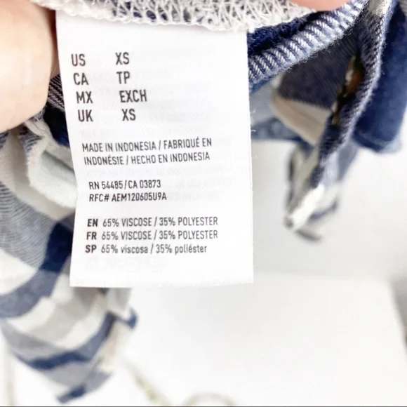 American Eagle Boyfriend Fit Oversized Flannel Button Down Shirt XS - Picture 7 of 7